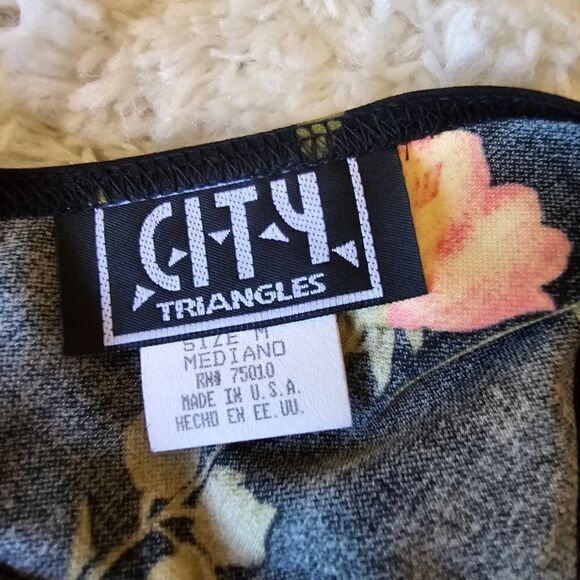 Vintage CITY TRIANGLES Women's Mini Dress 90s Floral Print Size Medium Y2K - Picture 3 of 6